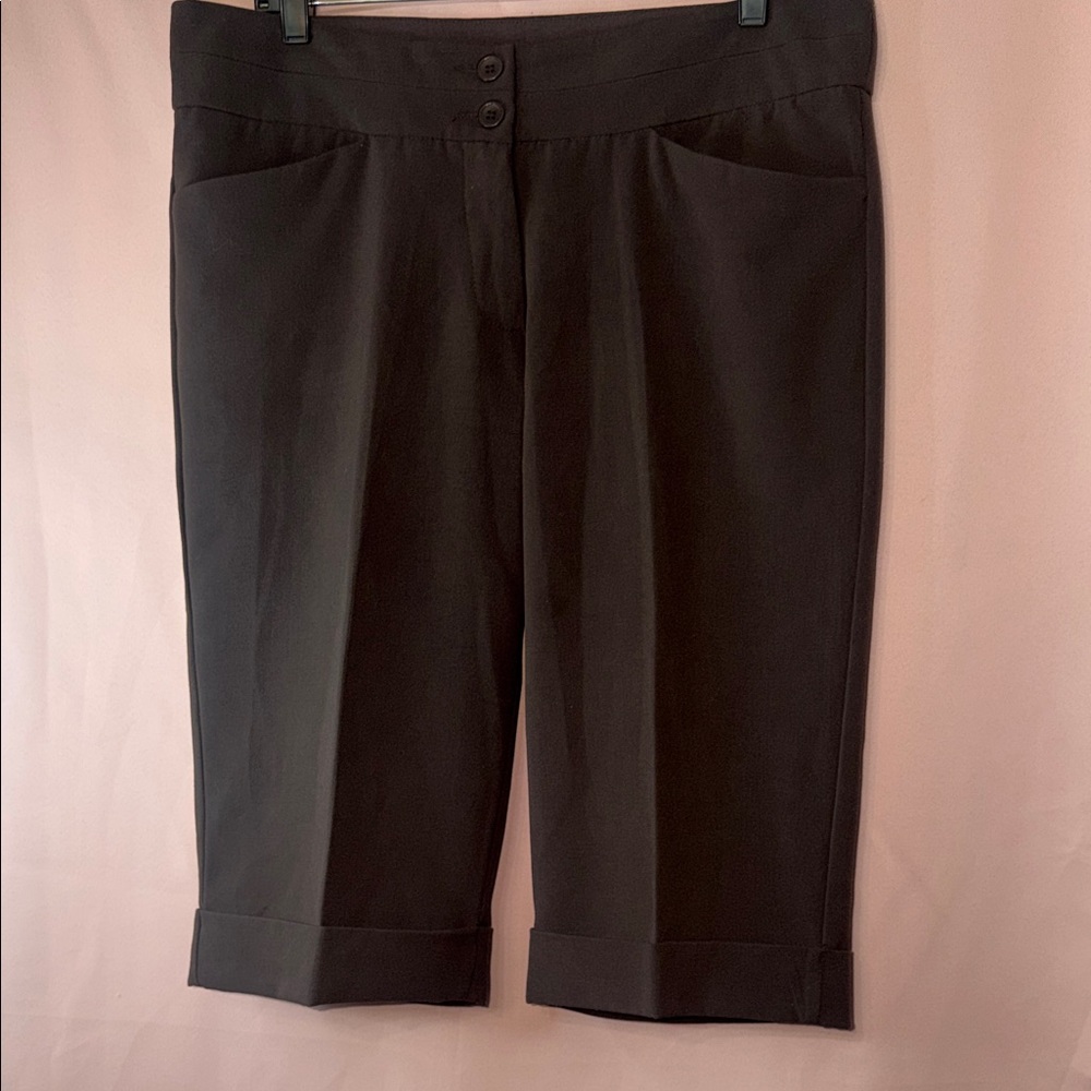 Finity Brown Cropped Dress Pants with Cuffed Hem - Picture 2 of 5